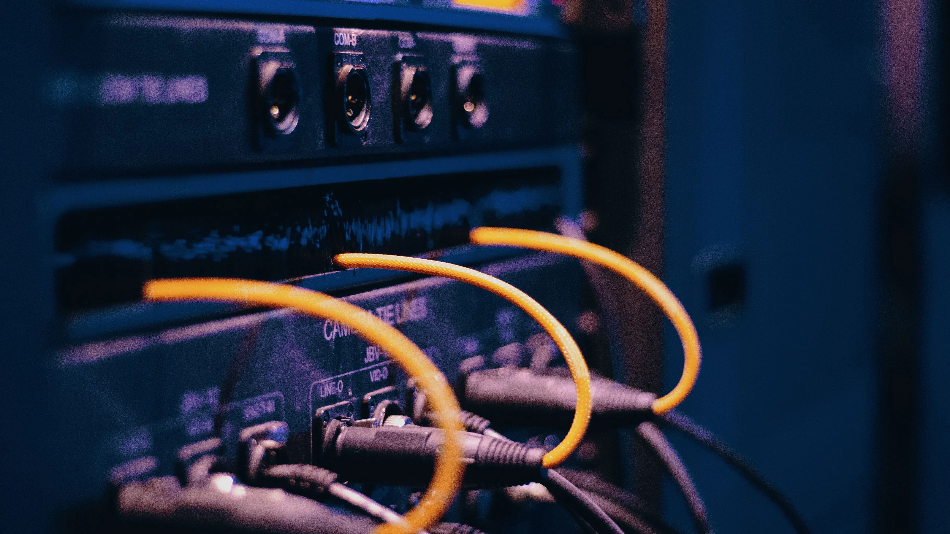 Organized AV and network system rack